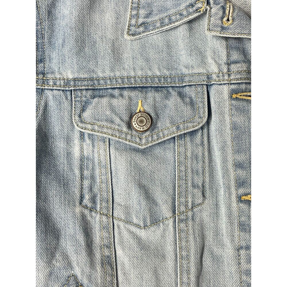 Old Navy Cropped Denim Jacket Women Medium Light Wash Fitted Trucker Jean - Picture 6 of 8